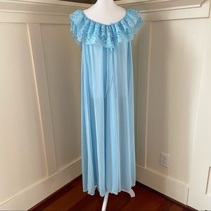 Vintage Miss Elaine Blue Nightgown Small